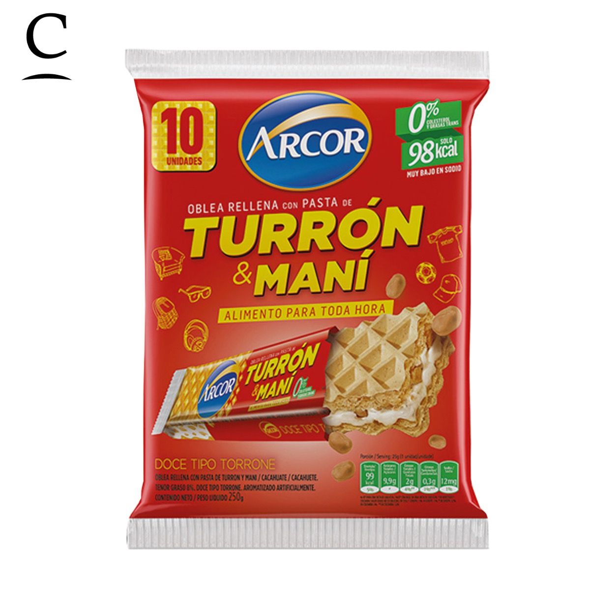 Wafer - Oblea rellena con pasta de Turron & Mani 10 x 25g