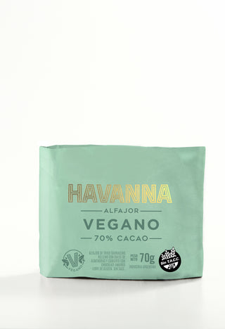 Havanna Vegan Alfajor 70% Chocolate Gluten-Free Cocoa with Almond Dulce de Leche x 4u