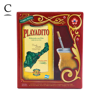 Playadito Mate Gift Pack - Yerba with stems 500g + Gourd + f