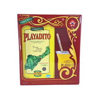 Playadito Mate Gift Pack - Yerba with stems 500g + Gourd + f