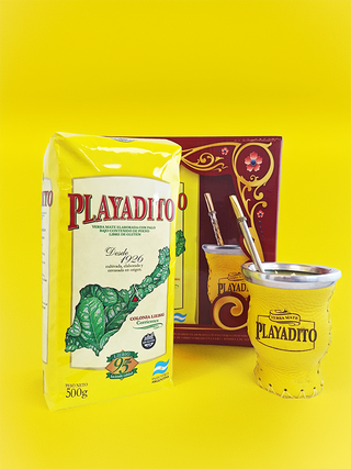 Playadito Mate Gift Pack - Yerba with stems 500g + Gourd + f
