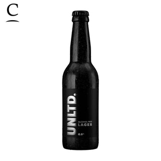 UNLTD LAGER Beer x 330ml bottle 0.5% ABV (20% VAT to be applied at Checkout)