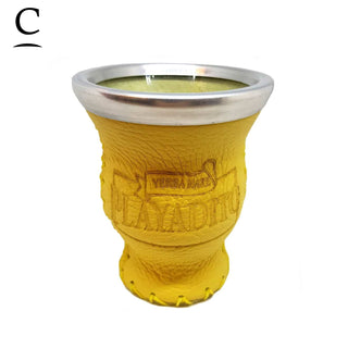 Playadito Glass Mate Gourd Cover in Leather Yellow